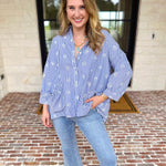 Seashell Flow Button Down Blouse-200 Fashion Blouses-FATE-July & June Women's Fashion Boutique Located in San Antonio, Texas