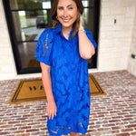 Anna Lace Mini Dress - Royal Blue-510 Mini-JODIFL-July & June Women's Fashion Boutique Located in San Antonio, Texas