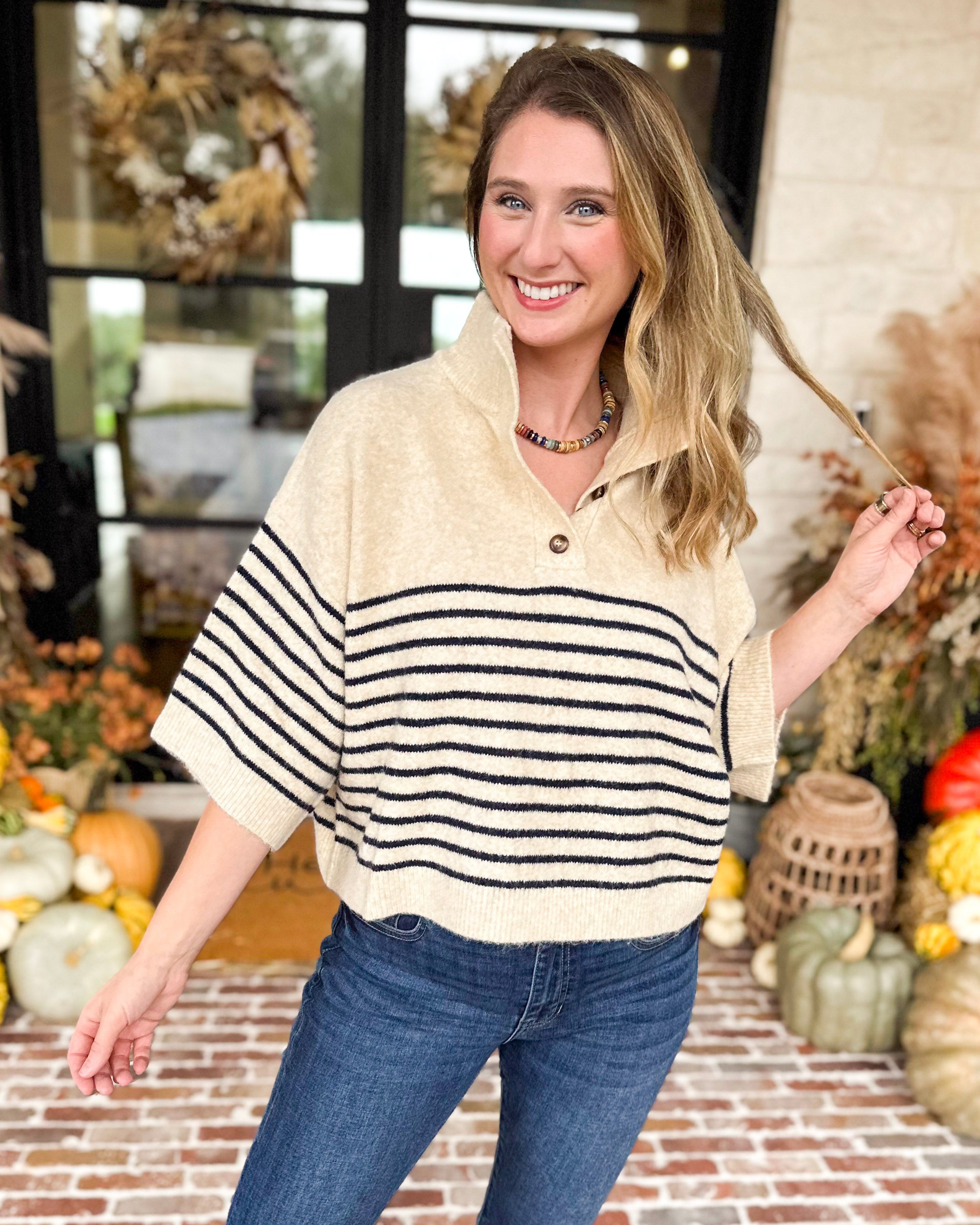 Cozy Weekend Sweater Top - Cream-230 Sweaters/Cardis-ENTRO-July & June Women's Fashion Boutique Located in San Antonio, Texas