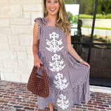 Plaid About You Midi Dress - Chocolate-500 Midi-ENTRO-July & June Women's Fashion Boutique Located in San Antonio, Texas