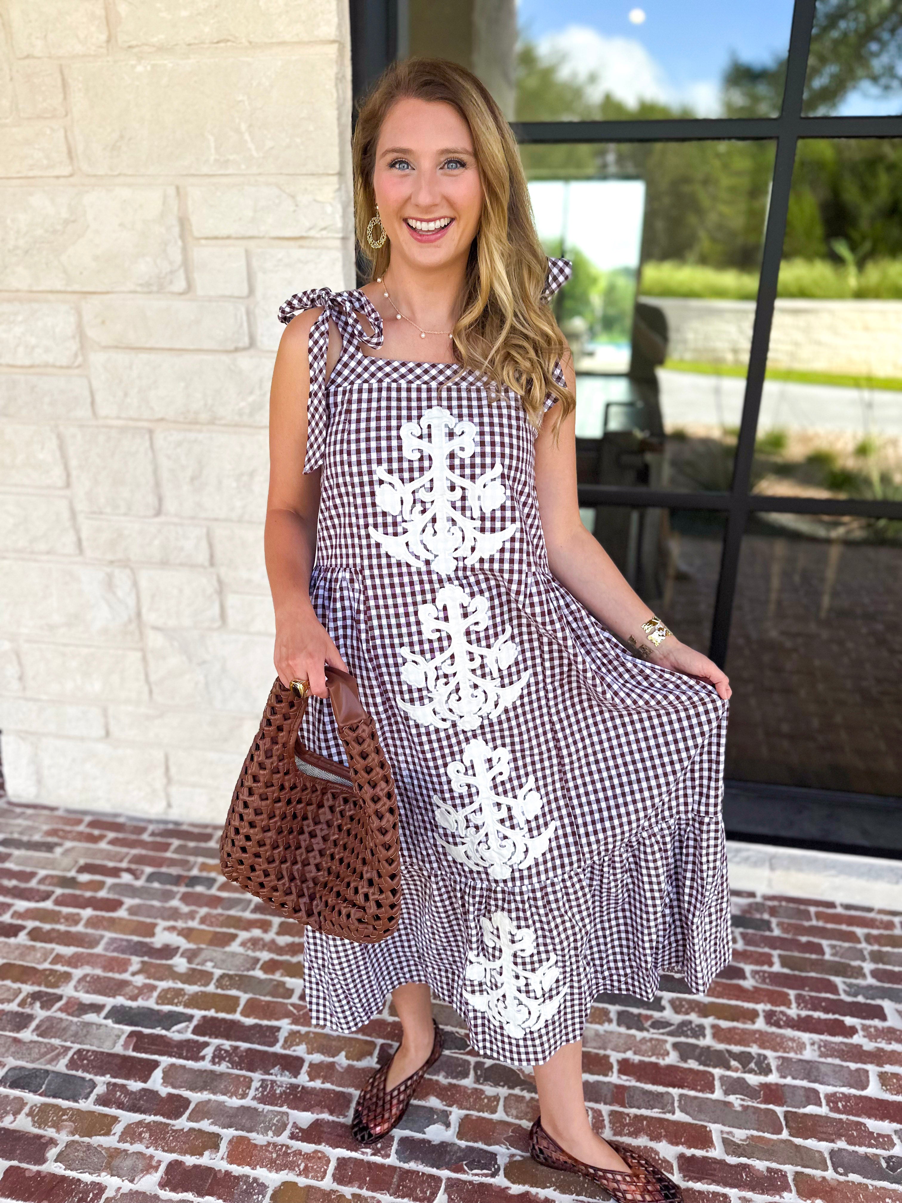 Plaid About You Midi Dress - Chocolate-500 Midi-ENTRO-July & June Women's Fashion Boutique Located in San Antonio, Texas