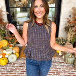THML - Stonewash Peplum Blouse-200 Fashion Blouses-THML-July & June Women's Fashion Boutique Located in San Antonio, Texas