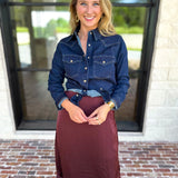 Liverpool - The Dakota Denim Button Down-200 Fashion Blouses-LIVERPOOL JEANS COMPANY-July & June Women's Fashion Boutique Located in San Antonio, Texas