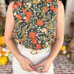 THML - Marigold Garden Sleevless Blouse-200 Fashion Blouses-THML-July & June Women's Fashion Boutique Located in San Antonio, Texas