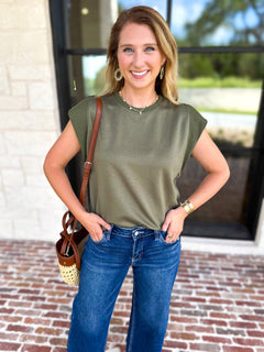 Chic Essentials Top - Olive-210 Casual Blouses-ENTRO-July & June Women's Fashion Boutique Located in San Antonio, Texas