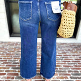 Vervet - Mid Rise Dark Wash Ankle Wide Leg Jeans-420 Denim-VEVERT BY FLYING MONKEY-July & June Women's Fashion Boutique Located in San Antonio, Texas