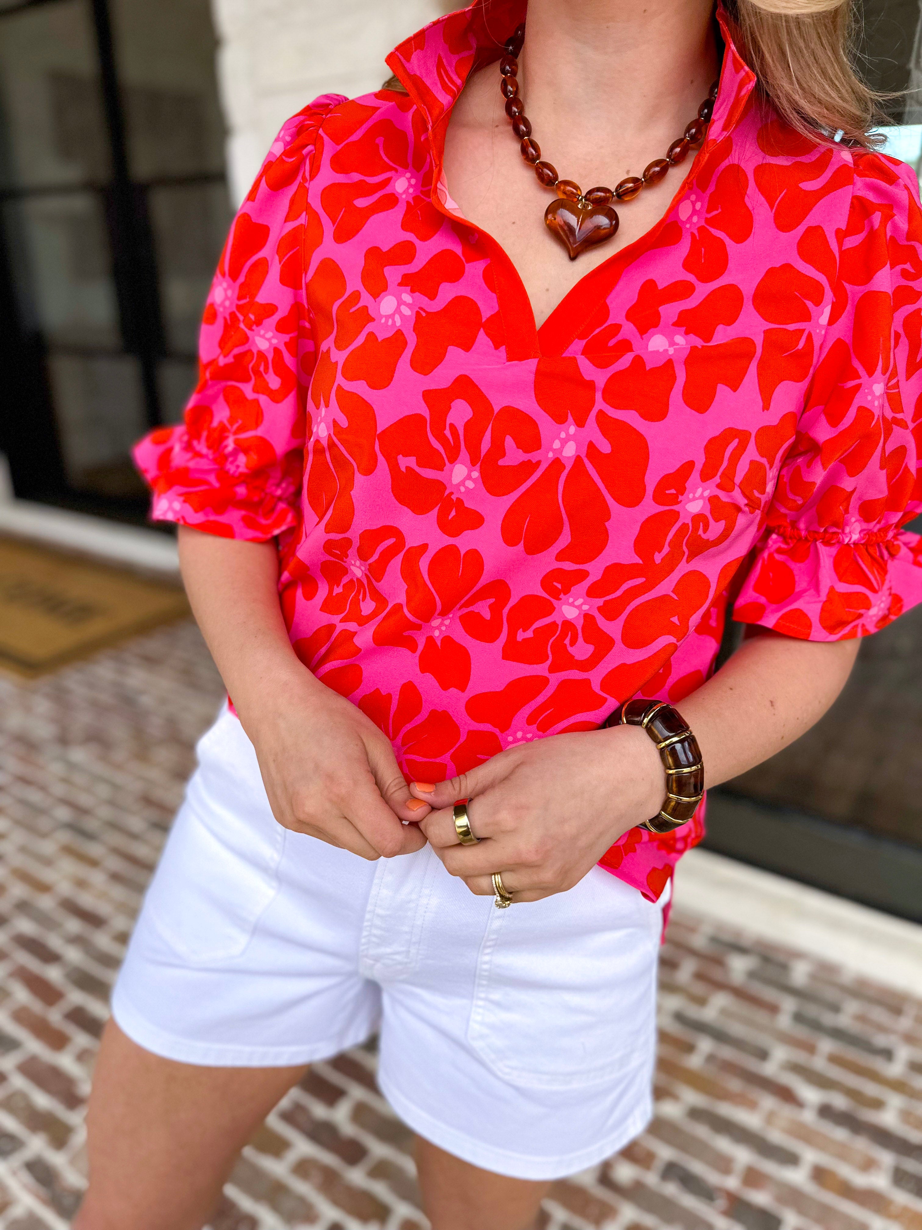 Mary Square - Jessica Blouse - Samba Garden-200 Fashion Blouses-MARY SQUARE-July & June Women's Fashion Boutique Located in San Antonio, Texas