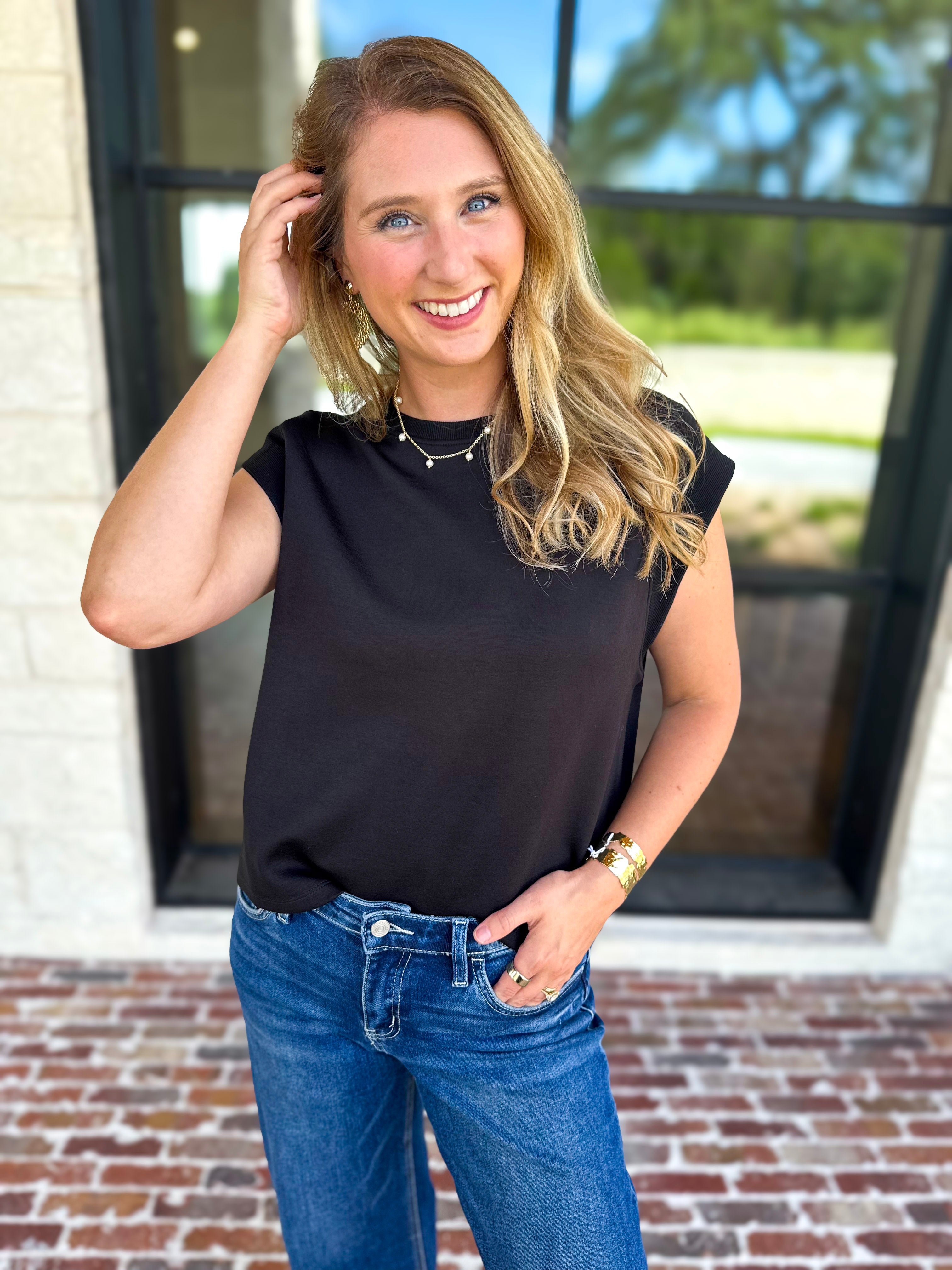 Chic Essentials Top - Black-210 Casual Blouses-ENTRO-July & June Women's Fashion Boutique Located in San Antonio, Texas