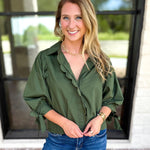 The Campbell Button Down Blouse - Forest-200 Fashion Blouses-ENTRO-July & June Women's Fashion Boutique Located in San Antonio, Texas