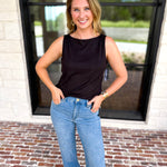 Liverpool - Classic Boatneck Knit Tank - Black-210 Casual Blouses-LIVERPOOL JEANS COMPANY-July & June Women's Fashion Boutique Located in San Antonio, Texas