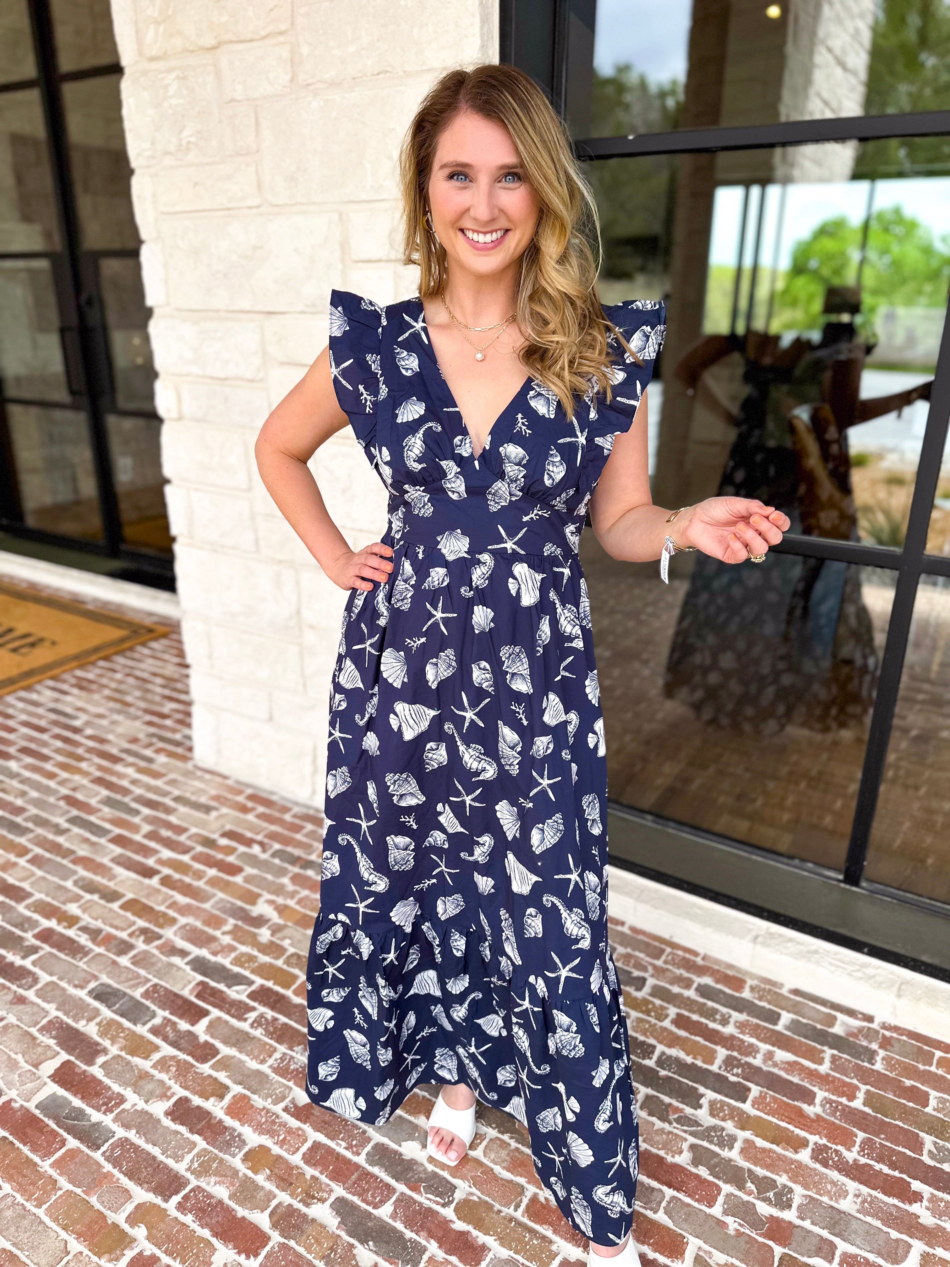 The Shell & Sun Midi Dress-500 Midi-SKIES ARE BLUE-July & June Women's Fashion Boutique Located in San Antonio, Texas