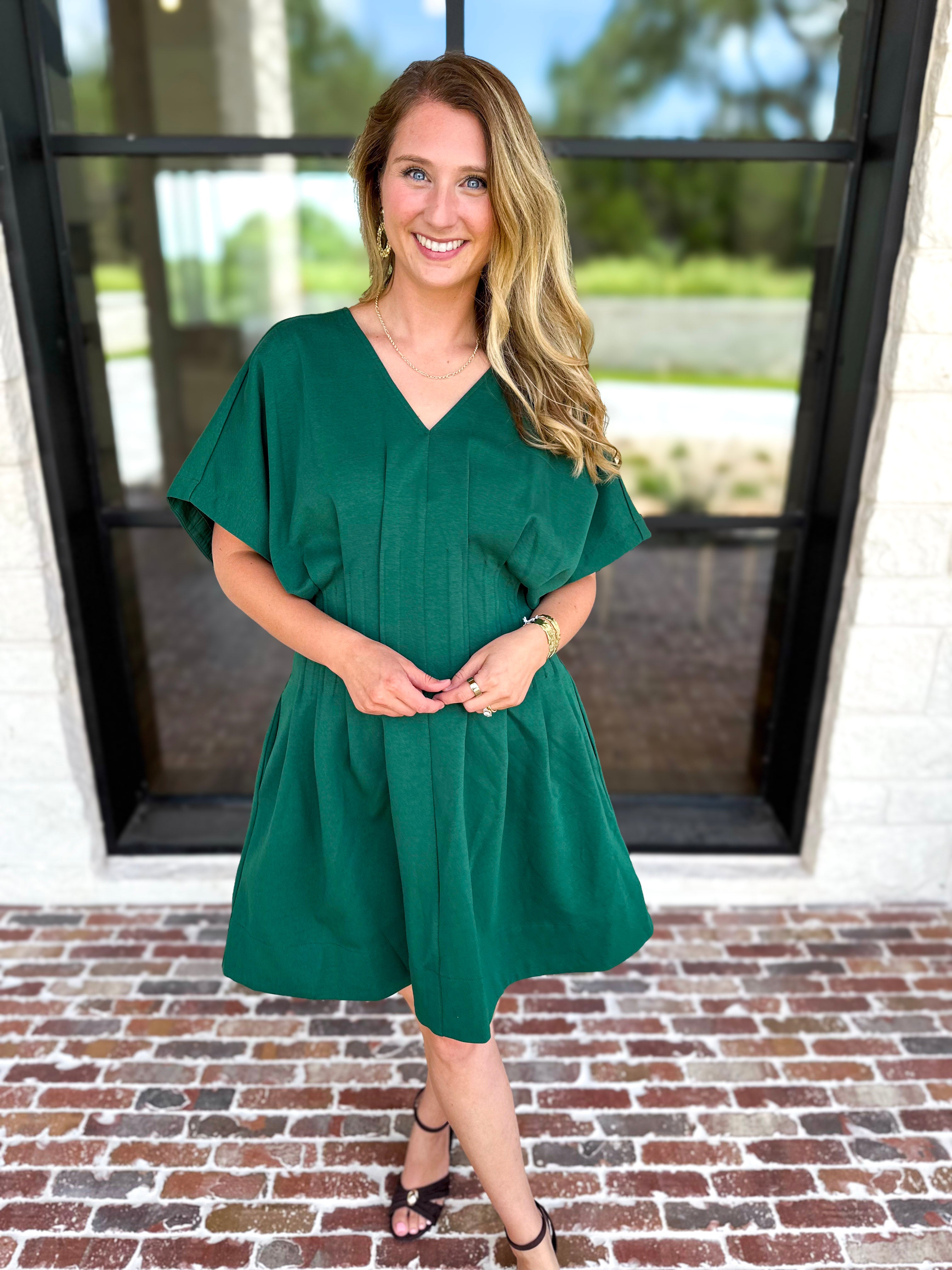 Elevated Chic Mini Dress - Hunter Green-510 Mini-ENTRO-July & June Women's Fashion Boutique Located in San Antonio, Texas