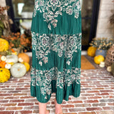 Current Air - Emerald Green Floral Pleated Midi Skirt-410 Shorts/Skirts-CURRENT AIR CLOTHING-July & June Women's Fashion Boutique Located in San Antonio, Texas