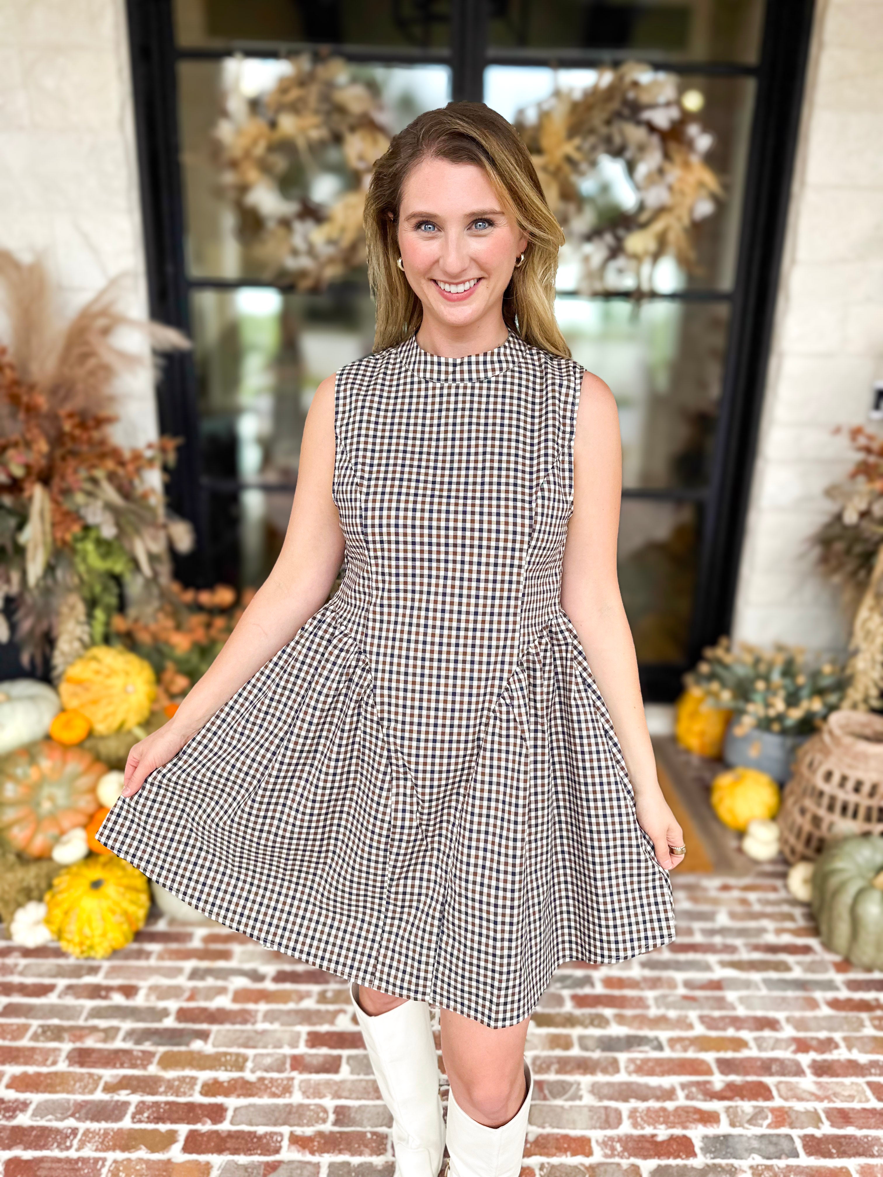 THML - Downtown Gingham Mini Dress-510 Mini-THML-July & June Women's Fashion Boutique Located in San Antonio, Texas