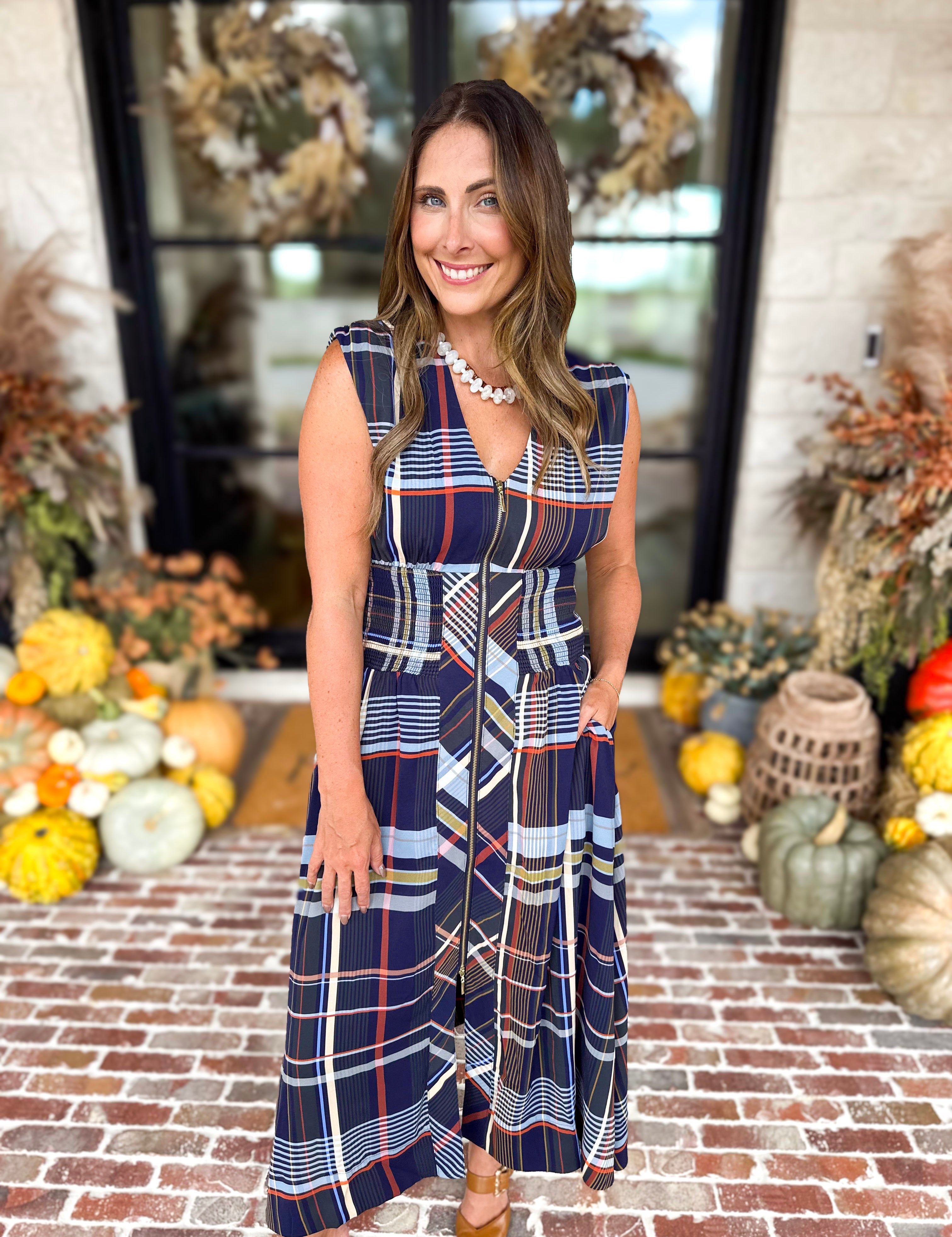 THML - Socialite Plaid Midi Dress-500 Midi-THML-July & June Women's Fashion Boutique Located in San Antonio, Texas