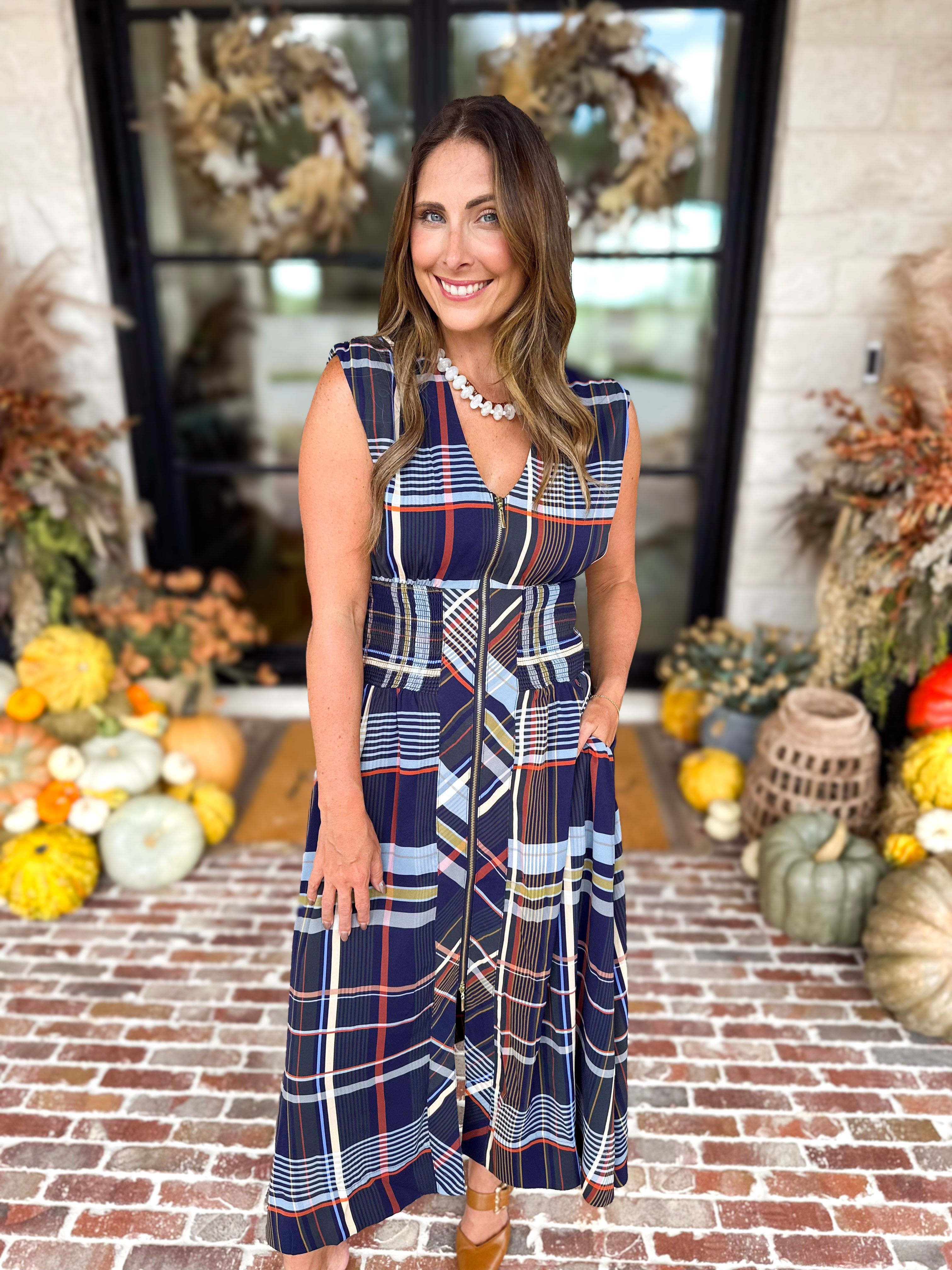 THML - Socialite Plaid Midi Dress-500 Midi-THML-July & June Women's Fashion Boutique Located in San Antonio, Texas