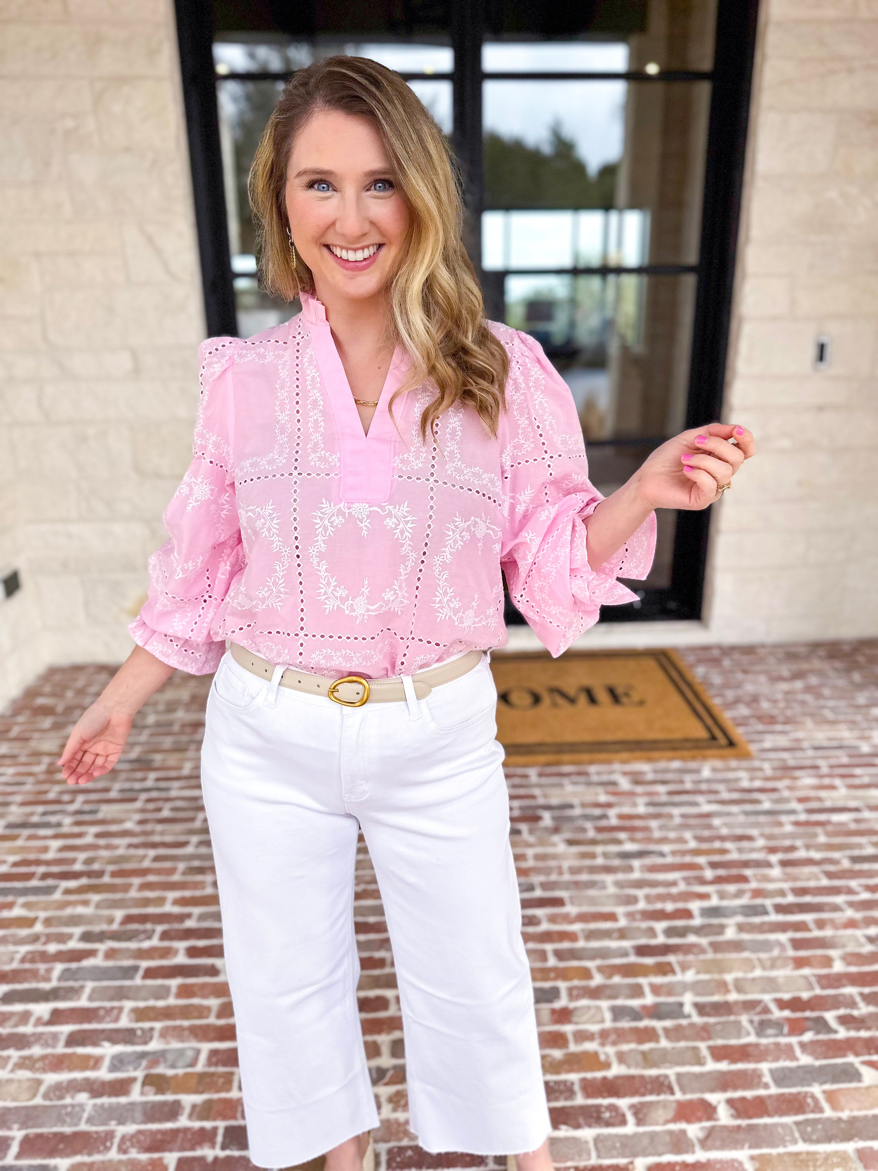 Bloom Where You're Planted Blouse - Pink-200 Fashion Blouses-ENTRO-July & June Women's Fashion Boutique Located in San Antonio, Texas