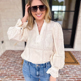 Bloom Where You're Planted Blouse - Cream-200 Fashion Blouses-ENTRO-July & June Women's Fashion Boutique Located in San Antonio, Texas