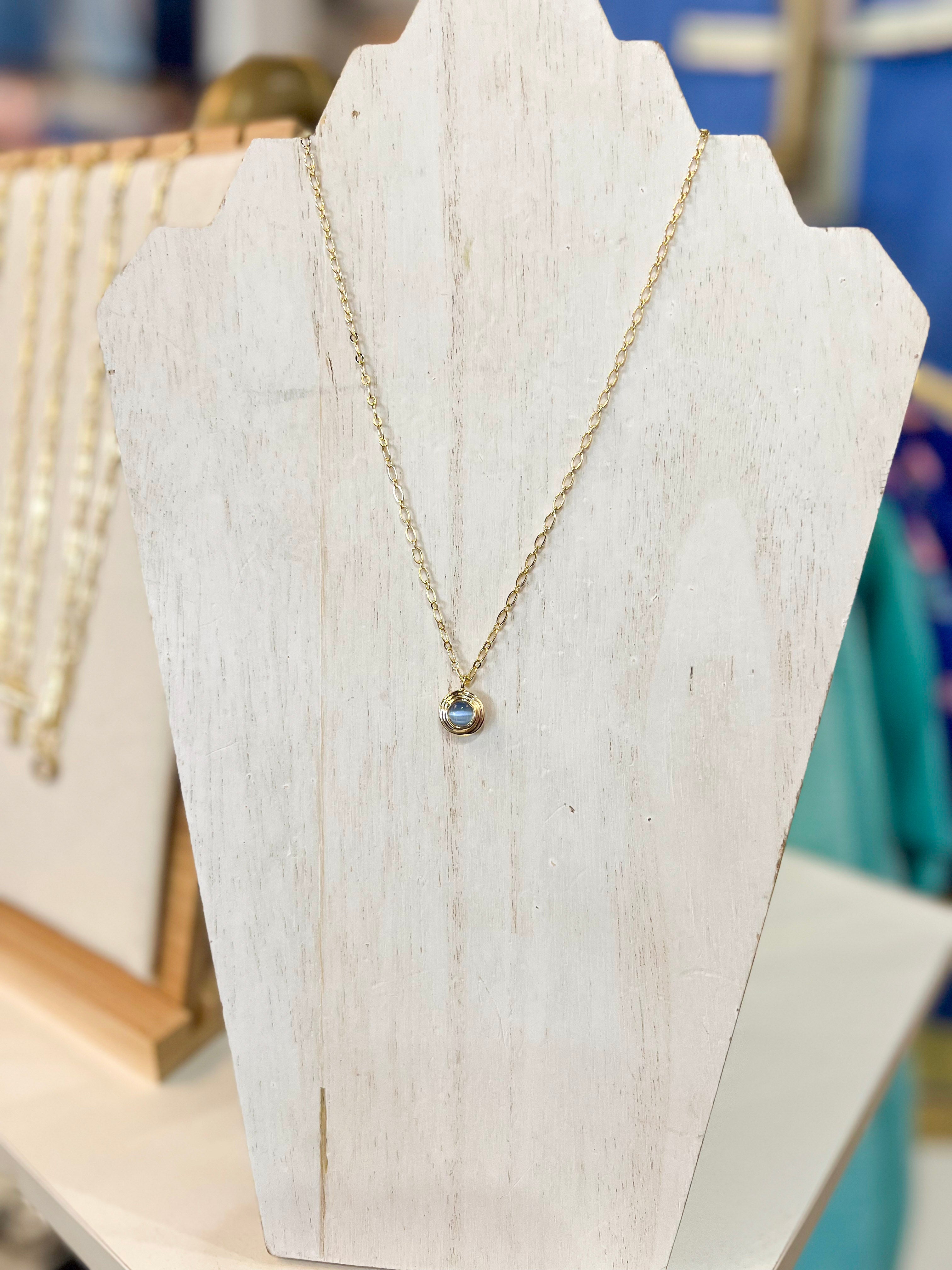 Natalie Wood- Strata Pendant Necklace - Blue Chalcedony-110 Jewelry & Hair-Natalie Wood-July & June Women's Fashion Boutique Located in San Antonio, Texas