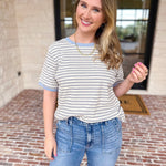 Casual Hangout Striped Tee - Blue-210 Casual Blouses-POLOGRAM-July & June Women's Fashion Boutique Located in San Antonio, Texas