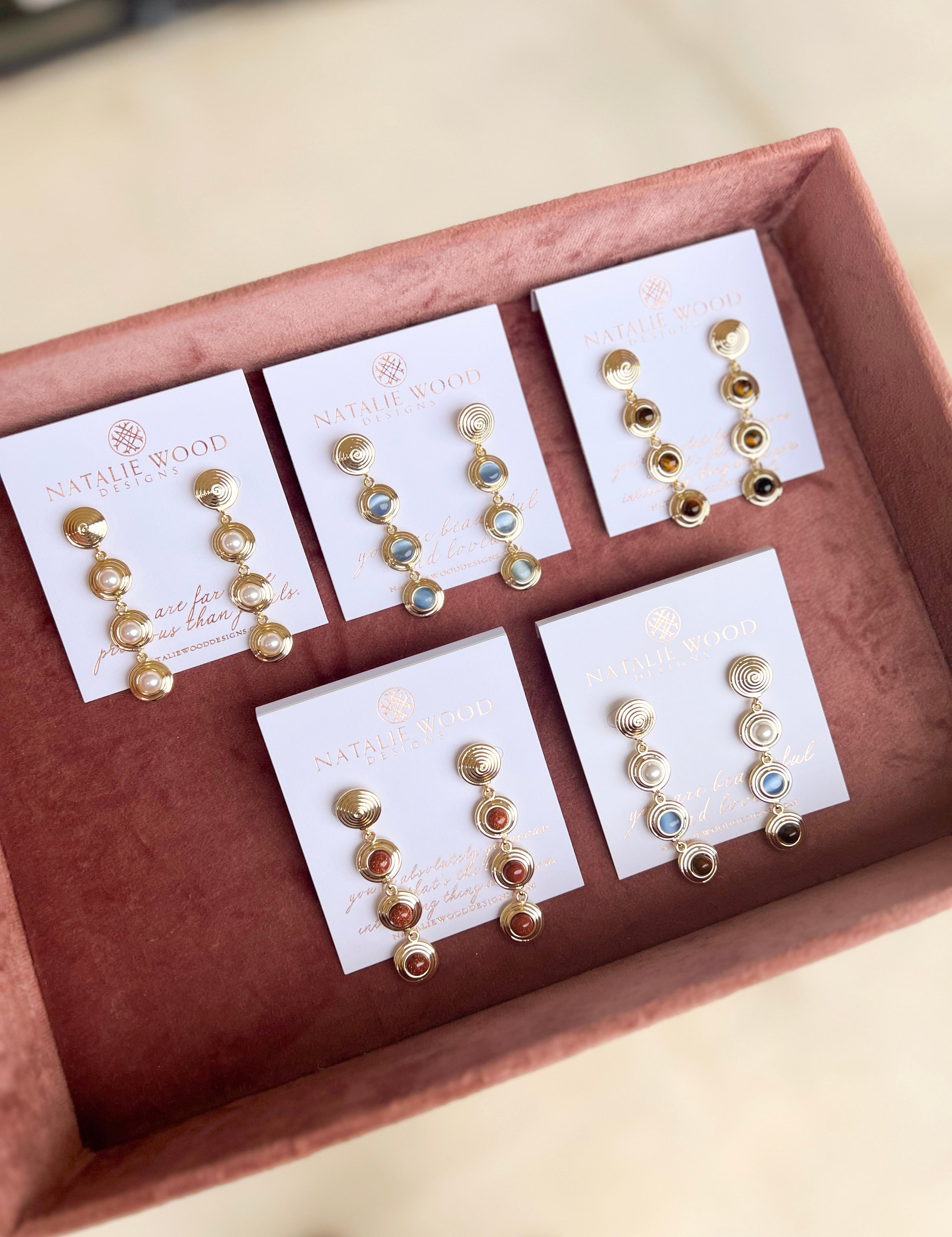 Natalie Wood - Strata Linear Earrings - Blue Chalcedony-110 Jewelry & Hair-Natalie Wood-July & June Women's Fashion Boutique Located in San Antonio, Texas