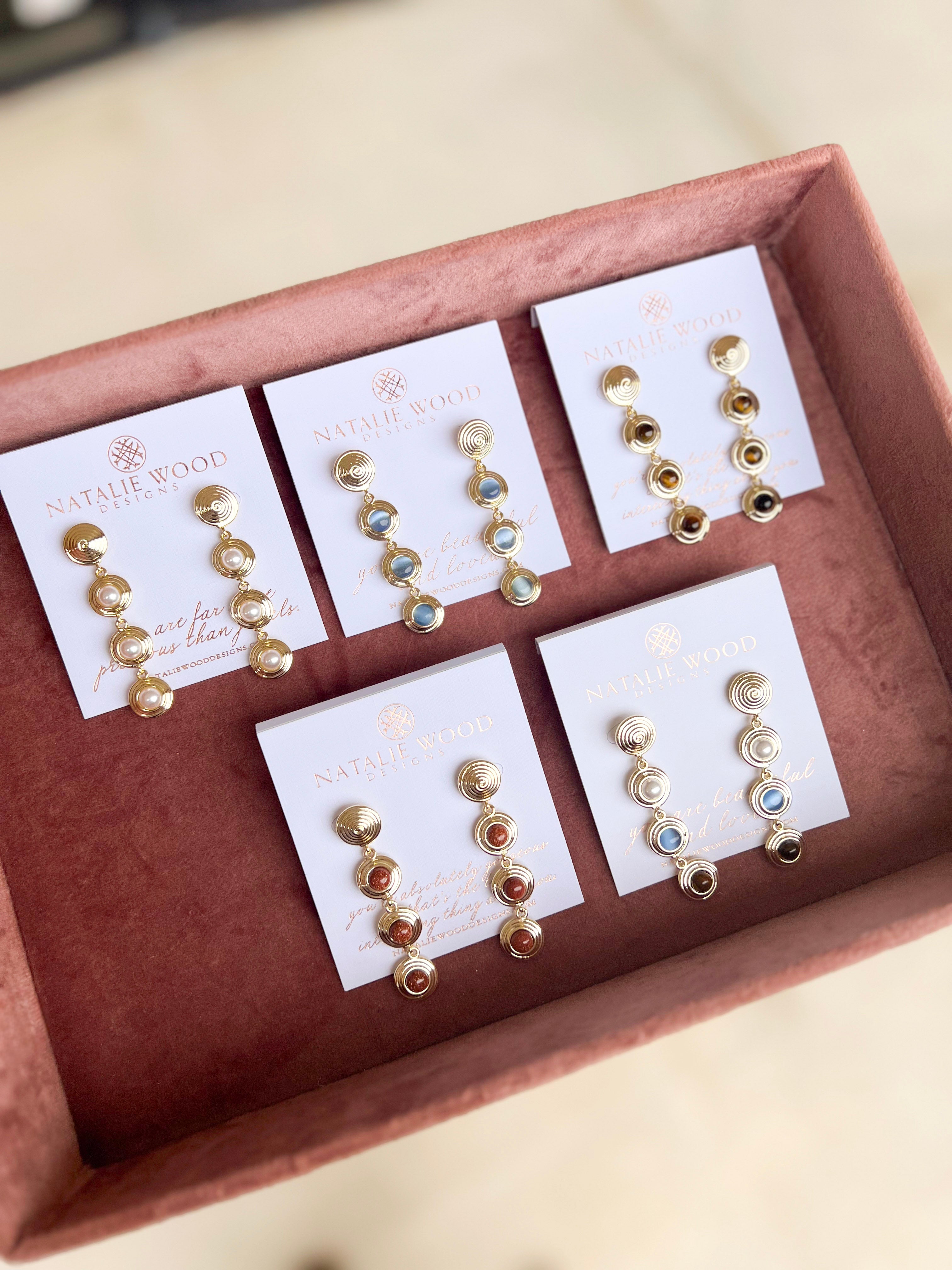 Natalie Wood - Strata Linear Earrings - Blue Chalcedony-110 Jewelry & Hair-Natalie Wood-July & June Women's Fashion Boutique Located in San Antonio, Texas
