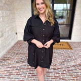 Little Black & Gold Details Mini Dress-510 Mini-ENTRO-July & June Women's Fashion Boutique Located in San Antonio, Texas