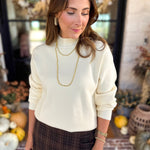 The Daily Mock Neck Sweater - Vanilla Cream-230 Sweaters/Cardis-SKIES ARE BLUE-July & June Women's Fashion Boutique Located in San Antonio, Texas