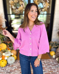 Comfy Oversized Cardigan Top - Pink-230 Sweaters/Cardis-FATE-July & June Women's Fashion Boutique Located in San Antonio, Texas