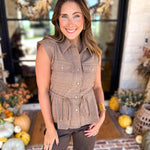 Street Chic Utility Cinched Blouse-200 Fashion Blouses-STRUT & BOLT-July & June Women's Fashion Boutique Located in San Antonio, Texas