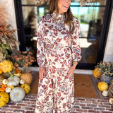 Current Air - Saddlewood Floral Midi Dress-500 Midi-CURRENT AIR CLOTHING-July & June Women's Fashion Boutique Located in San Antonio, Texas