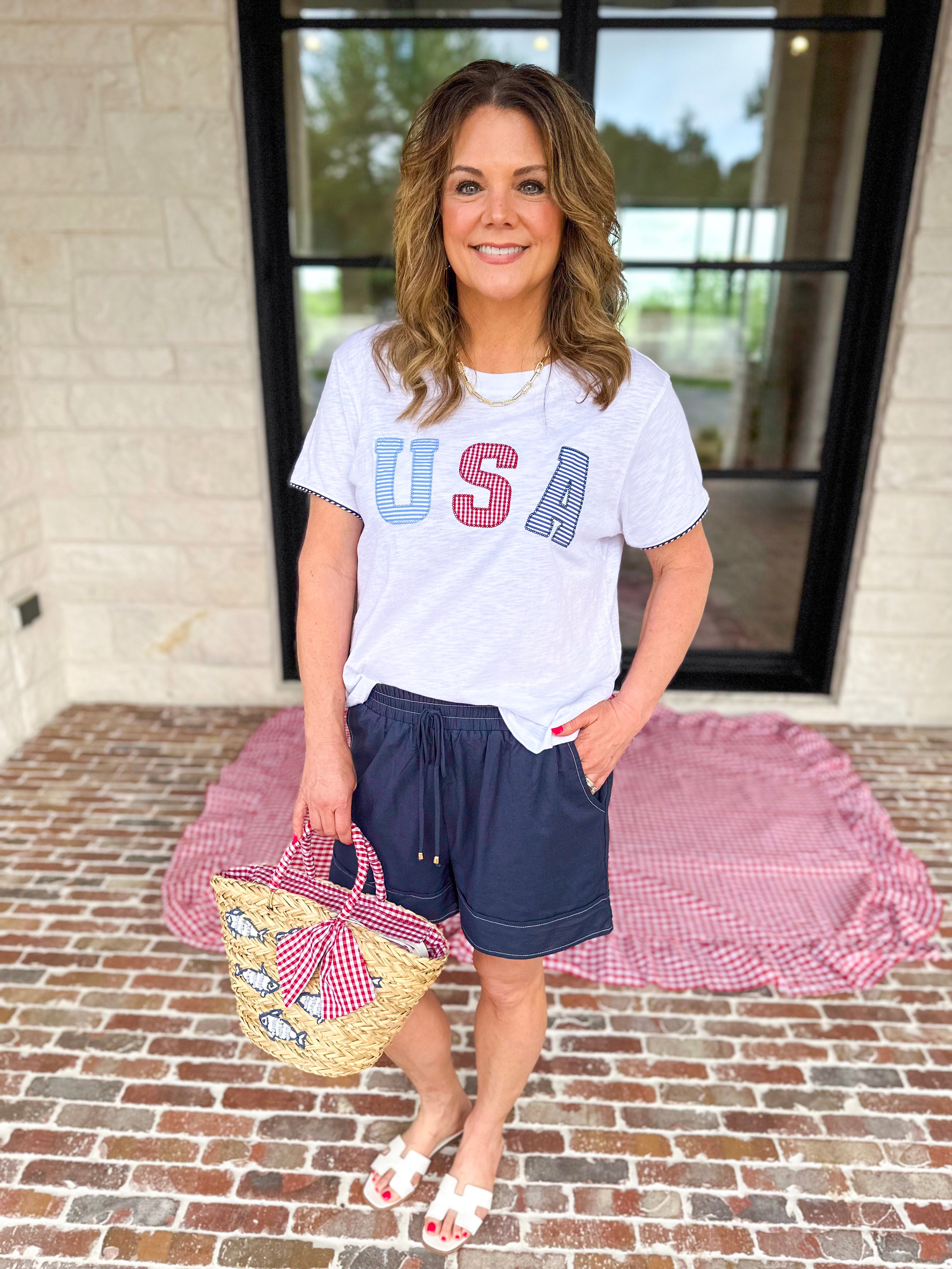 USA Relaxed Tee-210 Casual Blouses-SHIRALEAH-July & June Women's Fashion Boutique Located in San Antonio, Texas