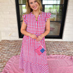 Mary Square - Elaine Gingham Midi Dress-MARY SQUARE-July & June Women's Fashion Boutique Located in San Antonio, Texas