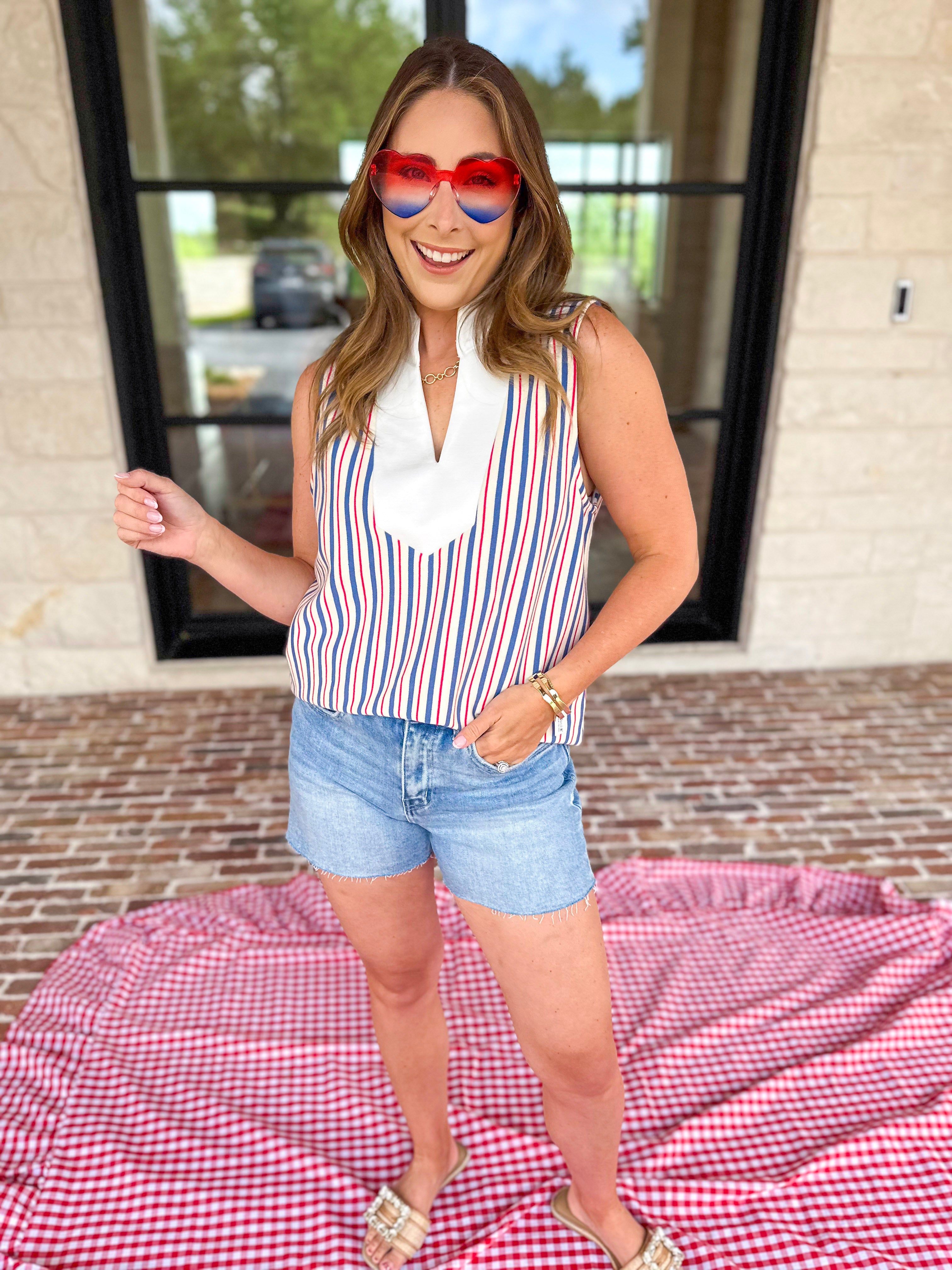Summer Stripe Elevated Tank-200 Fashion Blouses-ENTRO-July & June Women's Fashion Boutique Located in San Antonio, Texas