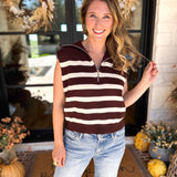 PINK FRIDAY DOORBUSTERS - Half Zip Sweater - Brown - ONLINE - FINAL SALE-PINK FRIDAY DOORBUSTERS-DOUBLE ZERO-July & June Women's Fashion Boutique Located in San Antonio, Texas