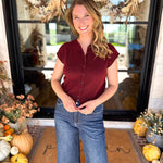 PINK FRIDAY DOORBUSTERS - Short Sleeve Cardigan - Maroon - ONLINE - FINAL SALE-PINK FRIDAY DOORBUSTERS-BLU PEPPER-July & June Women's Fashion Boutique Located in San Antonio, Texas