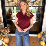PINK FRIDAY DOORBUSTERS - Short Sleeve Cardigan - Maroon - ONLINE - FINAL SALE-PINK FRIDAY DOORBUSTERS-BLU PEPPER-July & June Women's Fashion Boutique Located in San Antonio, Texas