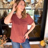 PINK FRIDAY DOORBUSTERS - Ribbed Top - Rust - ONLINE - FINAL SALE-PINK FRIDAY DOORBUSTERS-ENTRO-July & June Women's Fashion Boutique Located in San Antonio, Texas