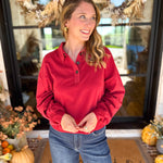 PINK FRIDAY DOORBUSTERS - Henley Polo Top - Red - ONLINE - FINAL SALE-PINK FRIDAY DOORBUSTERS-DOUBLE ZERO-July & June Women's Fashion Boutique Located in San Antonio, Texas