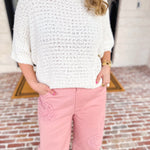 Asymmetrical Knit Sweater Top - Off White-230 Sweaters/Cardis-RAE MODE-July & June Women's Fashion Boutique Located in San Antonio, Texas