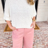 Asymmetrical Knit Sweater Top - Off White-230 Sweaters/Cardis-RAE MODE-July & June Women's Fashion Boutique Located in San Antonio, Texas