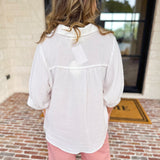 Gauze Button Down Blouse - Ivory-200 Fashion Blouses-IN FEBRUARY-July & June Women's Fashion Boutique Located in San Antonio, Texas