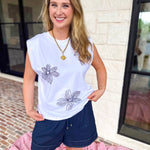 Current Air - Embroidered Floral Tee-200 Fashion Blouses-CURRENT AIR CLOTHING-July & June Women's Fashion Boutique Located in San Antonio, Texas