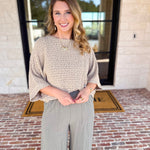 Asymmetrical Knit Sweater Top - Taupe-230 Sweaters/Cardis-RAE MODE-July & June Women's Fashion Boutique Located in San Antonio, Texas