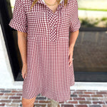 Fall Transition Mini Dress - Red Bean-510 Mini-ENTRO-July & June Women's Fashion Boutique Located in San Antonio, Texas