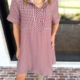 Fall Transition Mini Dress - Red Bean-510 Mini-ENTRO-July & June Women's Fashion Boutique Located in San Antonio, Texas