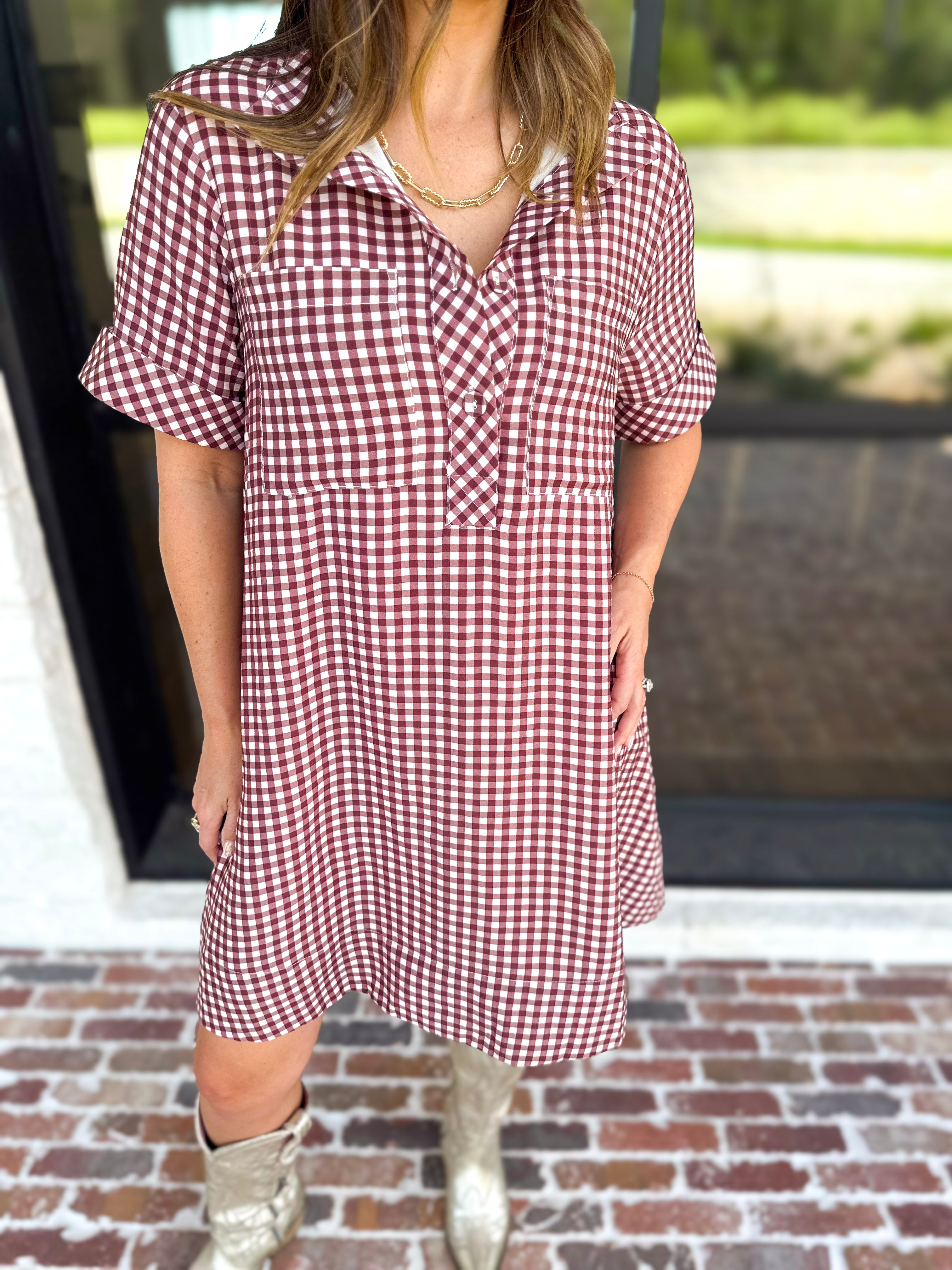 Fall Transition Mini Dress - Red Bean-510 Mini-ENTRO-July & June Women's Fashion Boutique Located in San Antonio, Texas
