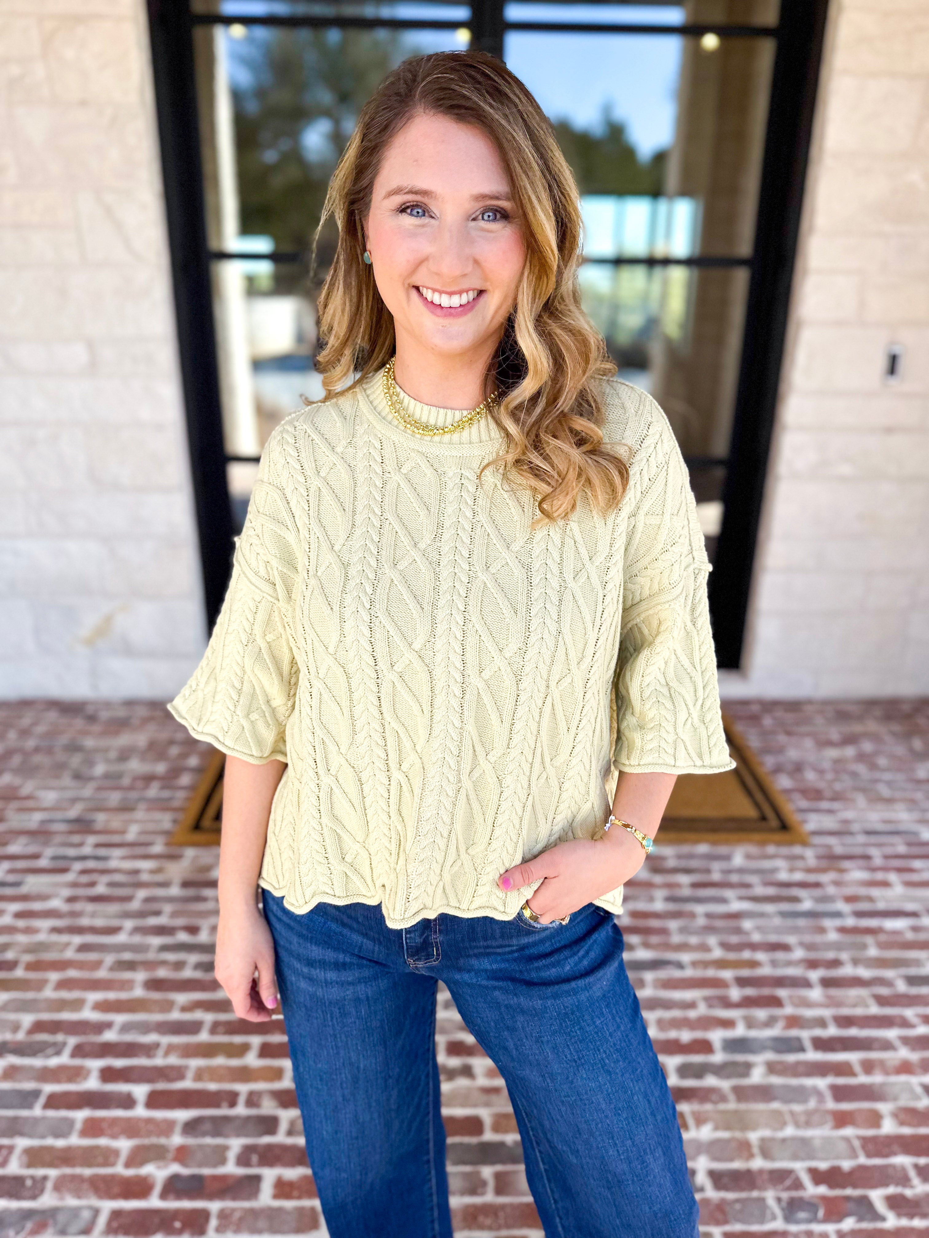 The Bailee Sweater Top - Kiwi-230 Sweaters/Cardis-RAE MODE-July & June Women's Fashion Boutique Located in San Antonio, Texas