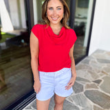Current Air - Cowl Neck Blouse - Red-200 Fashion Blouses-CURRENT AIR CLOTHING-July & June Women's Fashion Boutique Located in San Antonio, Texas