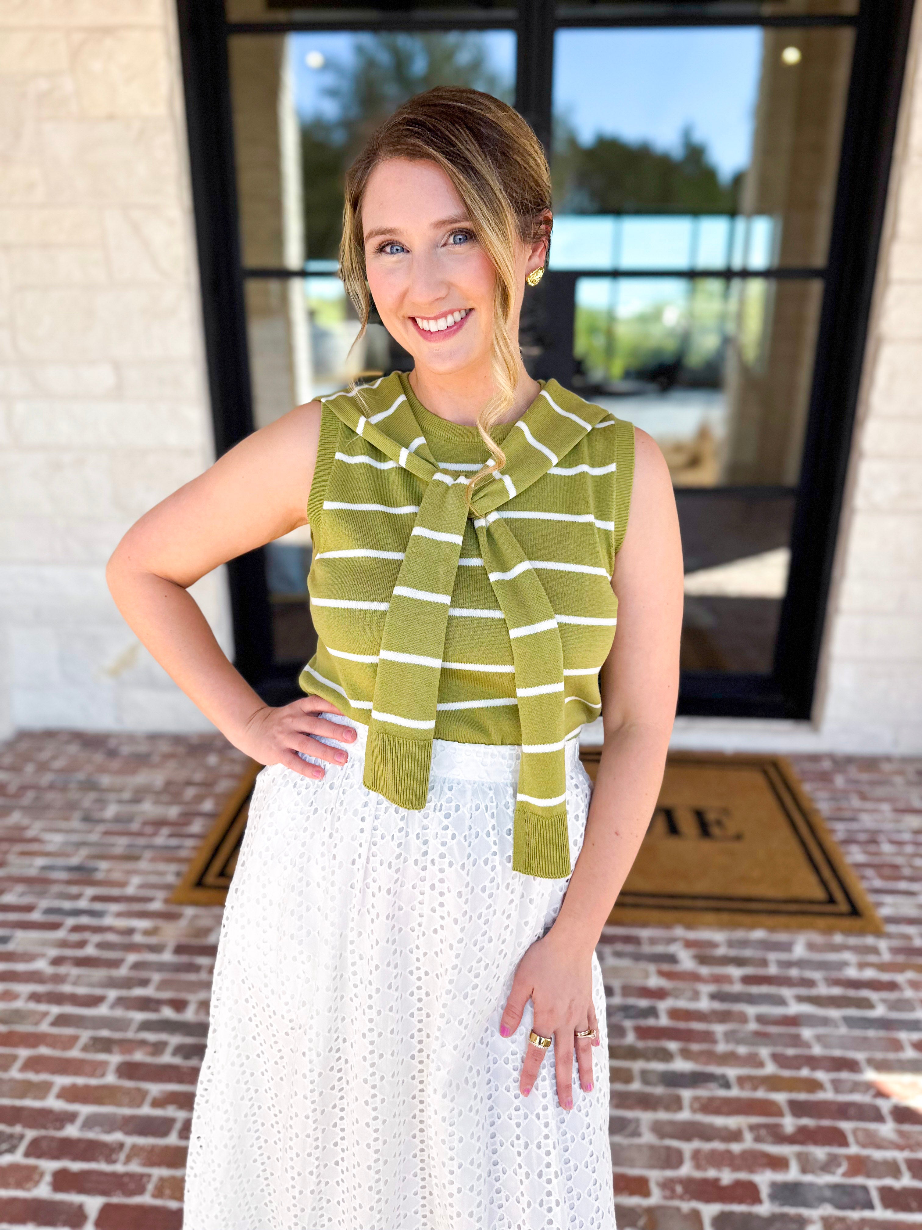 Chartreuse Knit Wrap Tank-230 Sweaters/Cardis-ENTRO-July & June Women's Fashion Boutique Located in San Antonio, Texas
